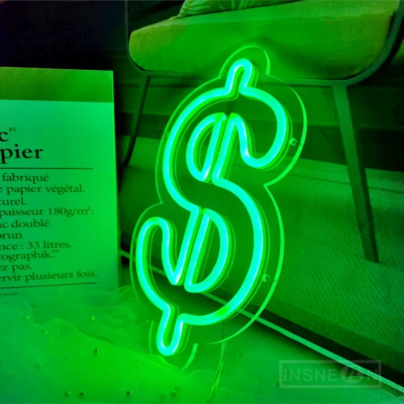 $ USD Led insegne al Neon dollaro luce al Neon estetica Room Wall Decor Party Business pubblicità sala da gioco decorazione luci notturne