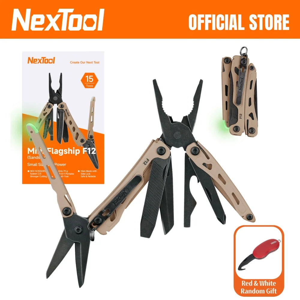Nextool Mini Flagship F12  15 In 1 Multitool Plier With Wire Cutters Scissors Clip Bottle Opener File Ruler Outdoor Camping Tool