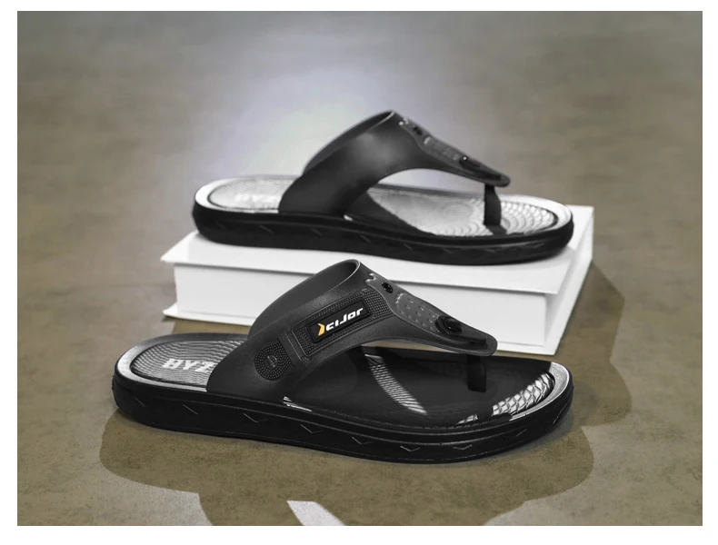 Herren-Flip-Flops mit Ledertextur, Sommer-Rutschfeste Slides mit Dicker Sohle, Strand-Hausschuhe, Lässige Outdoor-Hausschuhe, Bequeme Pantoffeln – Detail 18
