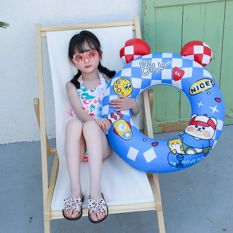 Ins لطيف أرنب الأذن سرير قابل للنفخ لحمامات السباحة طفلة طوافة بلاستيكية للسباحة الصيف شاطئ بركة ألعاب السباحة