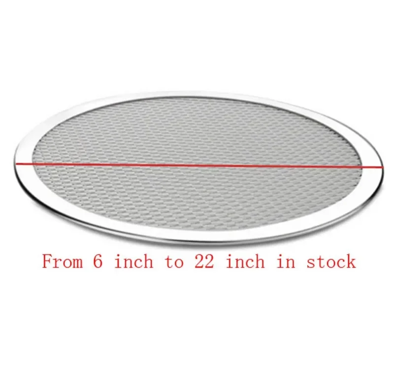 Non stick Pizza Screen Pan Baking Tray Metal Net New Seamless Aluminum Metal Net Bakeware Kitchen Tools Pizza 6-22inch