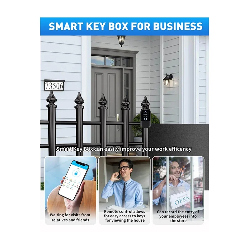 

B50B-Waterproof Cover Safe Tuya Code Fingerprint Bluetooth Wifi Smart Key Box App Remote Wall Mount Combination Door Lock Box