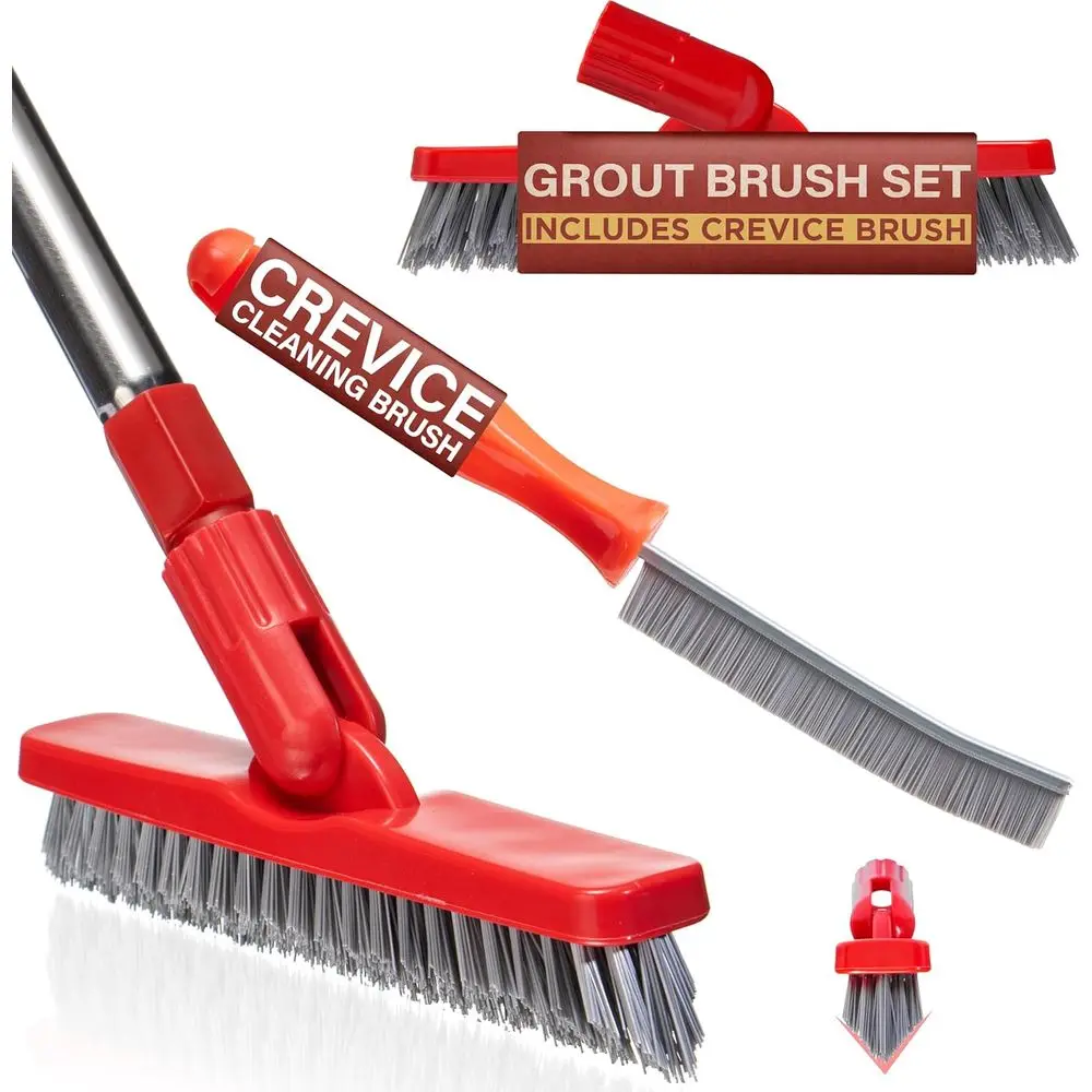 

Long Handle Hard Bristle Grout Brush for Crevice Cleaning, Multipurpose Tile and Grout Line Cleaner for Household Use