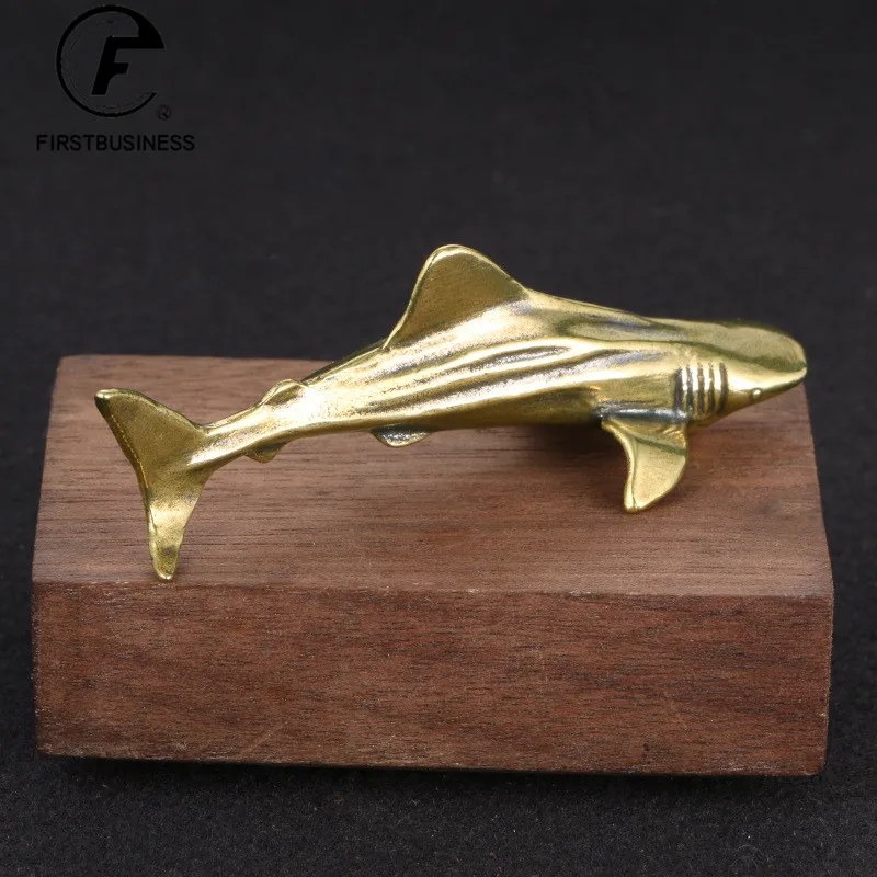 Metal Brass Shark Figurines Vintage Sea Animal Small Statue Desktop Ornaments Office Decorations Crafts Accessories Child Gifts
