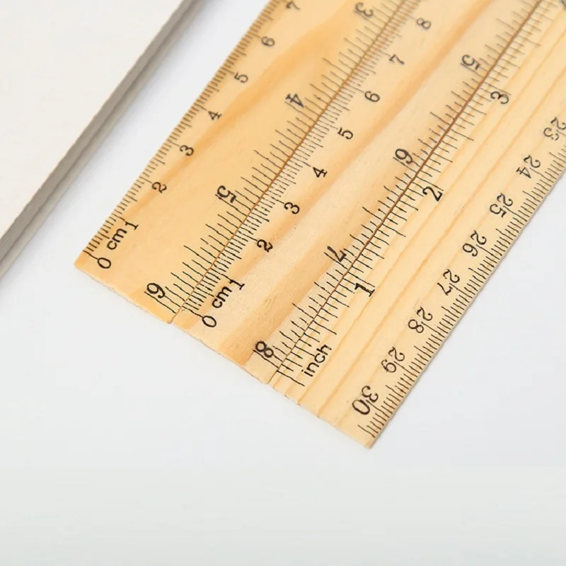 15cm 20cm 30cm Wooden Ruler Metric Rule Precision Double Sided Measuring Tool Learning Office Stationery