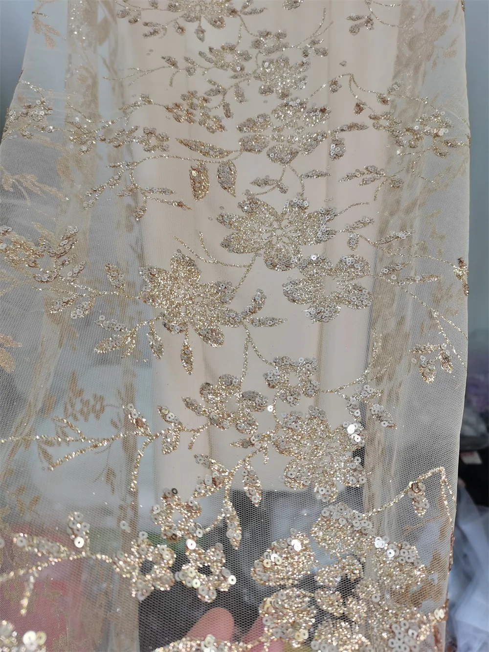 Tecido com glitter colado para vestidos, ouro rosa, brilhante, tule, glitter, 1 jarda de largura, 150cm, flor bronzeadora para festa