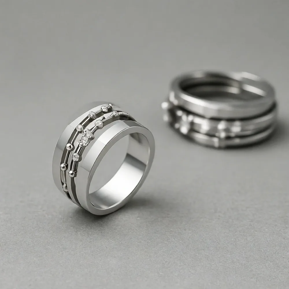 Juego de 3 Anillos Apilables de Plata de Ley 925 con Circonitas Cúbicas Curvadas, Anillo de Eternidad, Compromiso, Boda, para Mujer, Talla 6