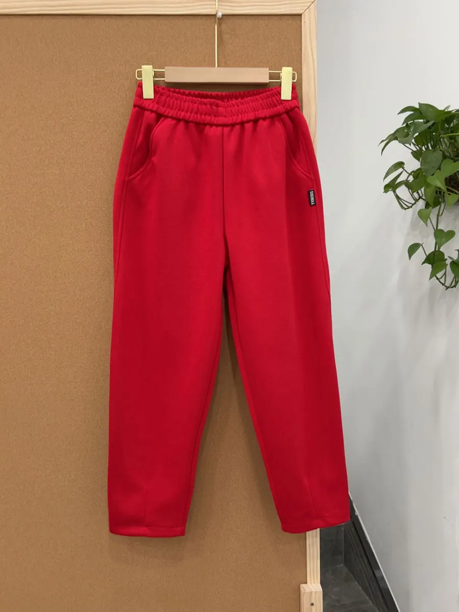 

Fall 2025 Trendy Sweatpants Casual Elastic Waist Harlan Pants plus Size Versatile Slimming Sports Pants Nine Points for Women