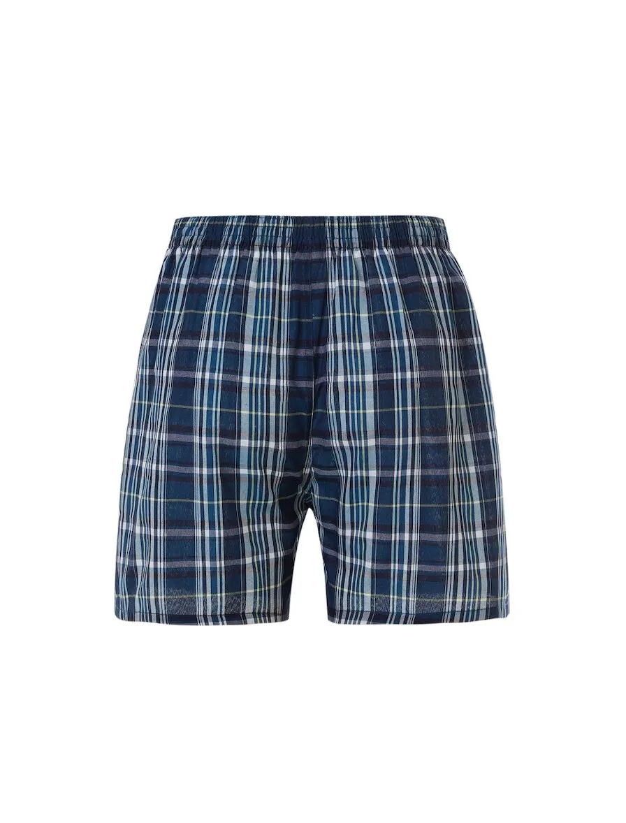 JupiterSecret 6 Pcs Boxer Shorts Casual Plaid Elastic Waistband Button Mens Boxer Underwear Woven Shorts For Home Random Color
