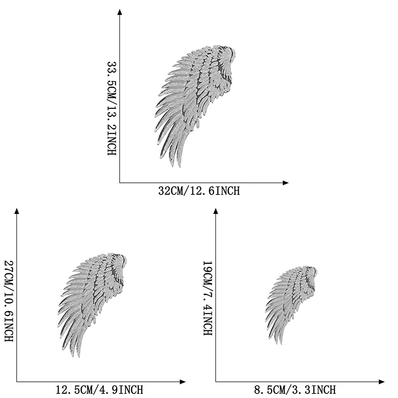 Wings 1 Paar silberne, niedliche Aufnäher zum Aufbügeln für Kleidung, Mochila-Jacken, bestickte Aufkleber für Kinder, DIY-Stoffaufnäher Naszywka – Detail 2