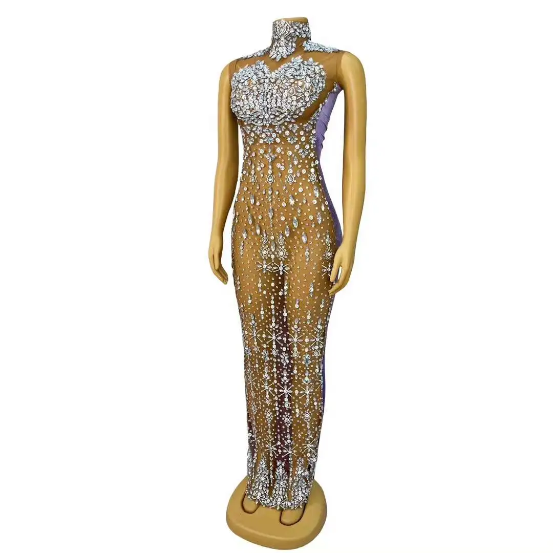 Hanxu-Robe de Déesse Senior avec Strass pour Femme, Tenue de Drag Queen, Accessoires de Séance Photo, Zones d'Évènement, Spectacle de Las Vegas