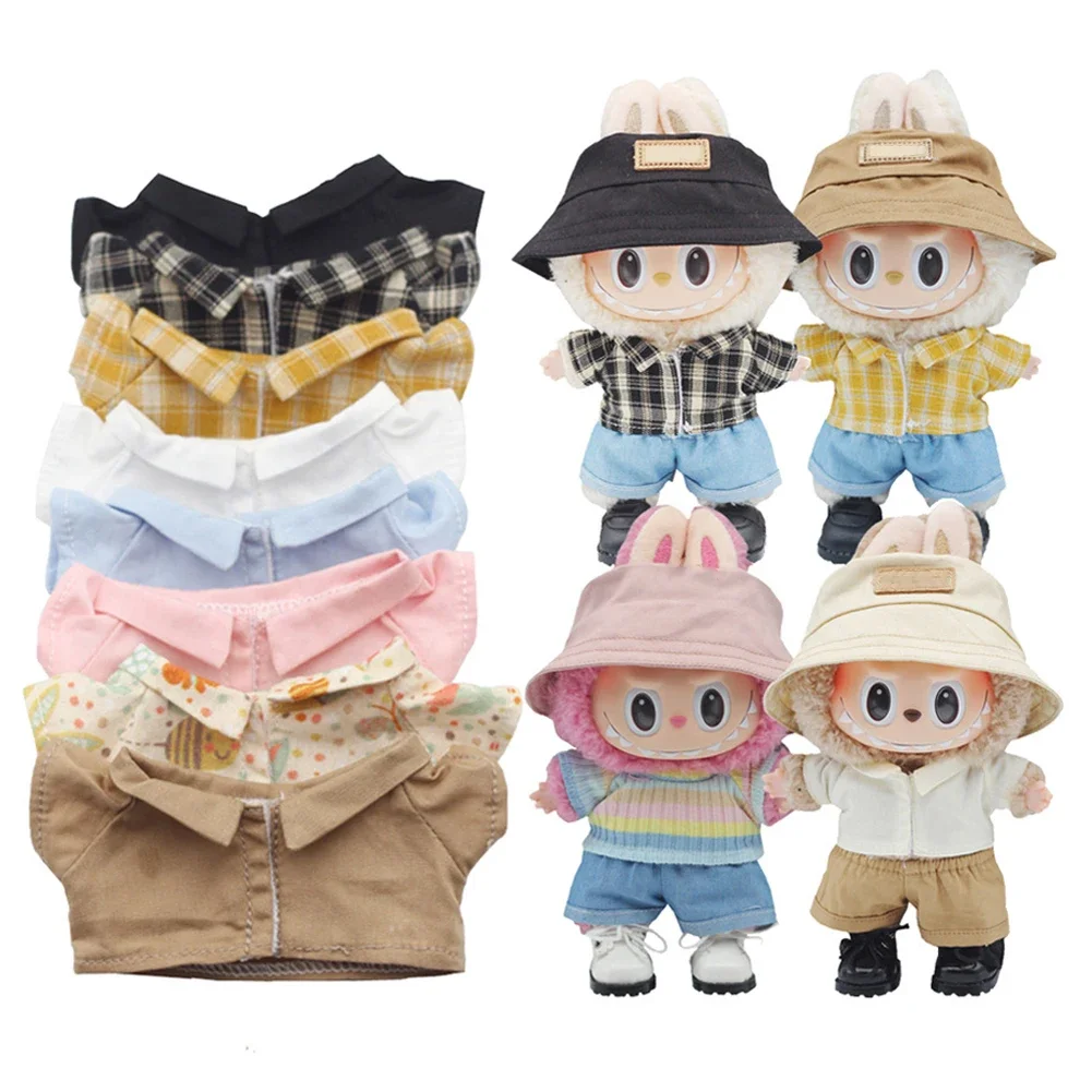 For Korea Kpop Exo Labubu Idol for 15/17cm Labubu Doll Clothes Set Shirt and Shorts Outfit Suit Doll Accessories