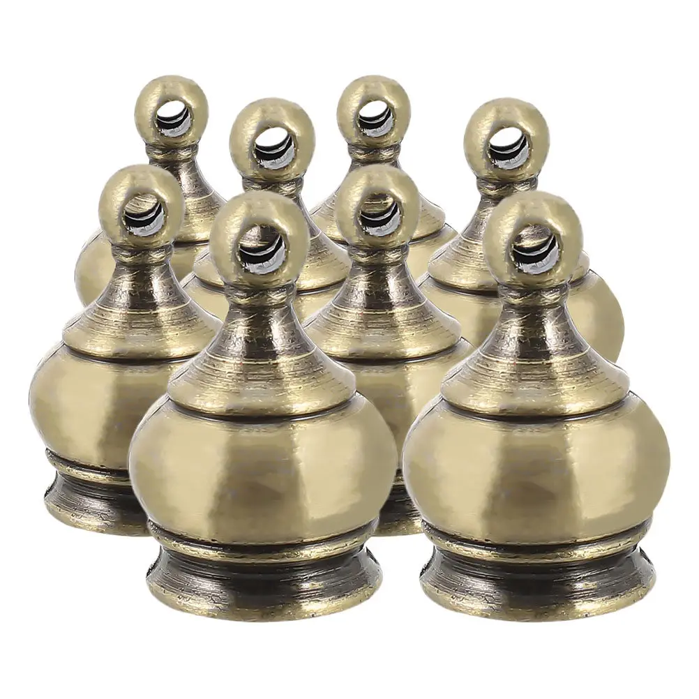 8Pcs Decorative Crown Lamp Finial Screw Caps Threaded Toppers for Lamp Shade Bed Post Brass Accessories Screw Toppers Caps