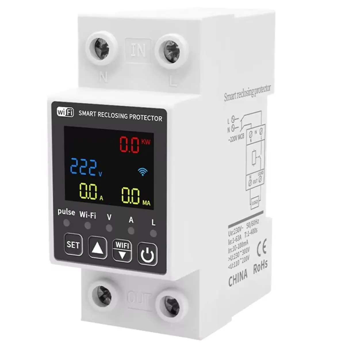 AA83 Tuya WiFi Digital Intelligent Current and Voltmeter 10 in 1 AC Meter APP Control DIN Electrical Meter