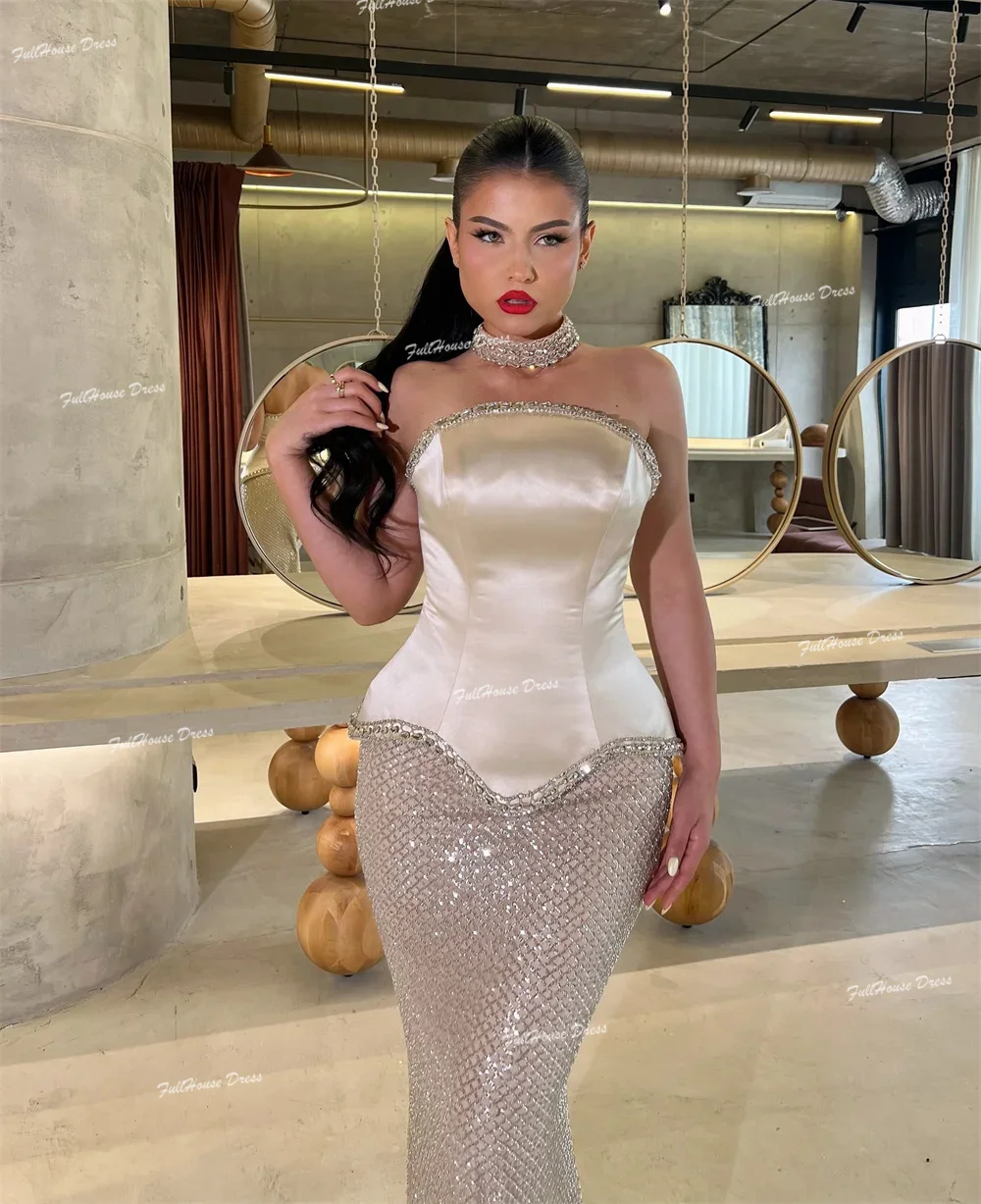 

Customized Boat Collar Shiny Sequins Sexy Mermaid Party Dress Backless Floor Length Evening Dress with Court فساتين سهر