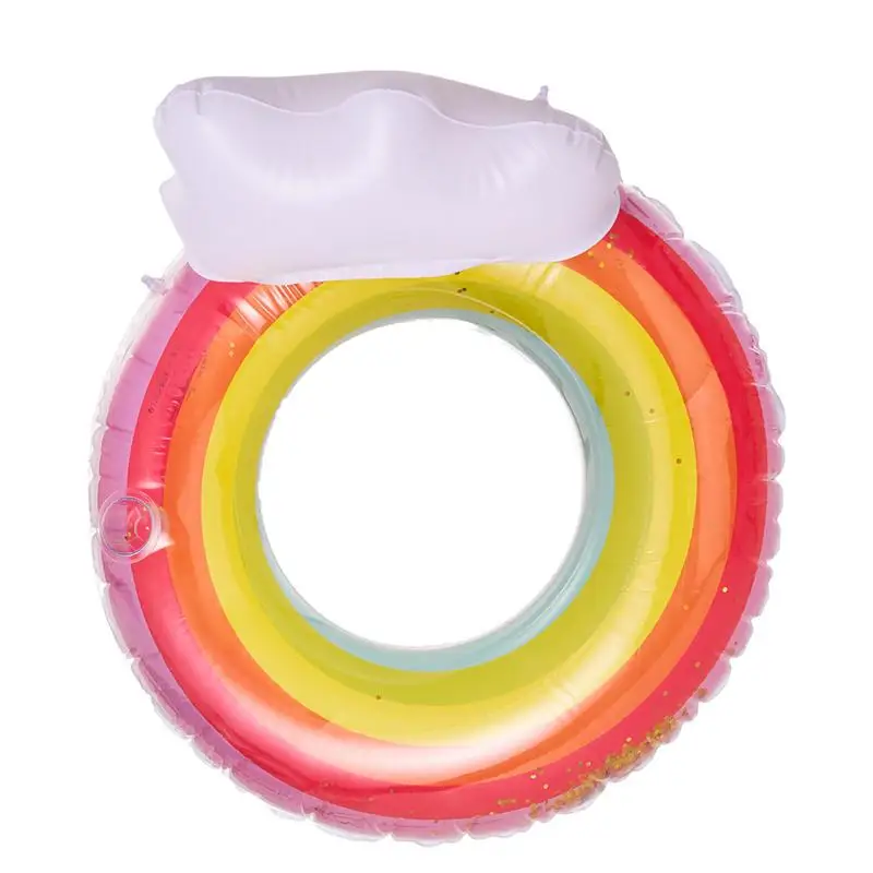 

Inflatable Swim Ring Transparent PVC Swimming Float Rainbow Ring Swimming Training Floaties With Glitters Tear-Resistant