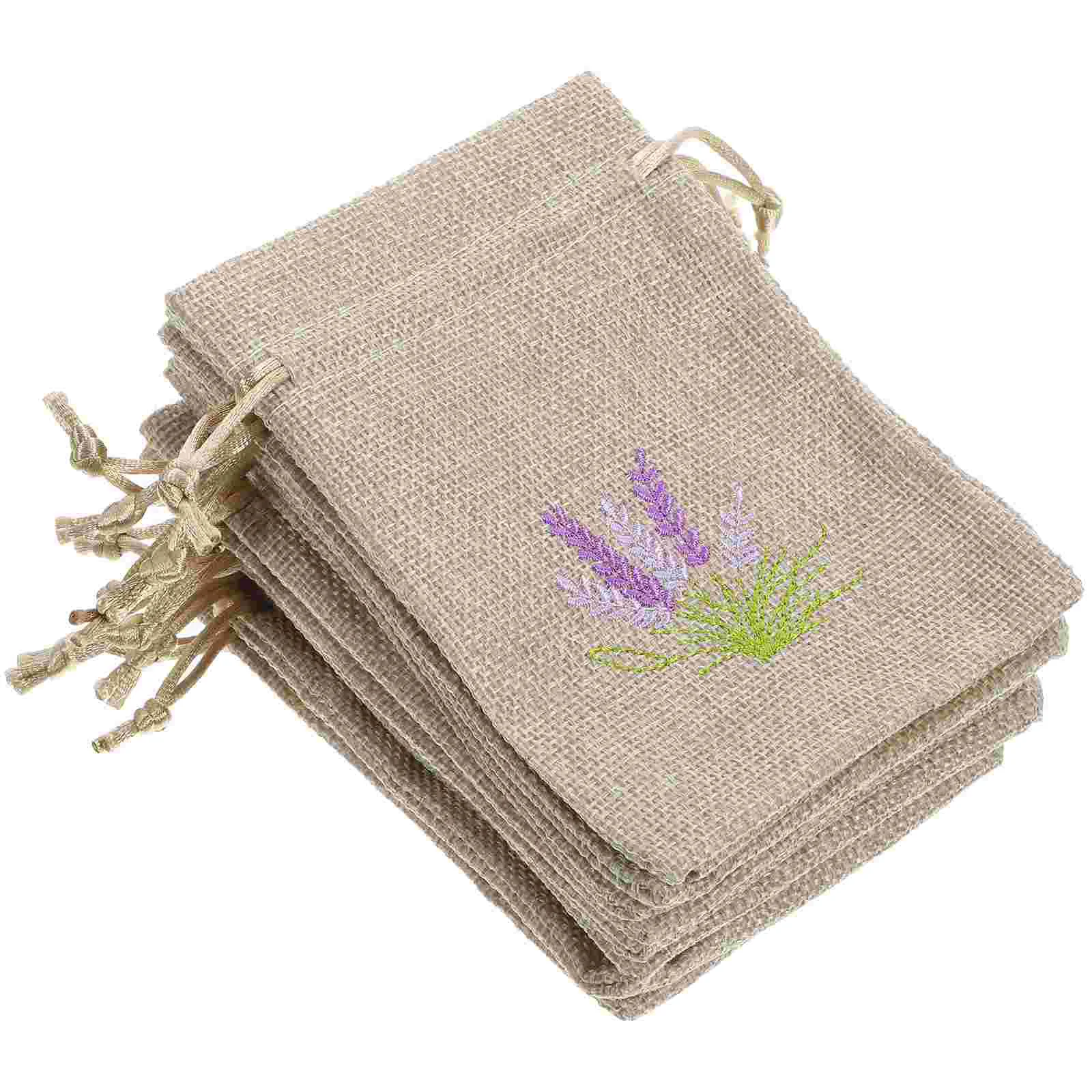 10 Pcs Lavender Sachet Bag Empty Linen Drawstring Gift Boxes Flower Storage Containers Dried Flower Sachet Bag Jewelry Pouches