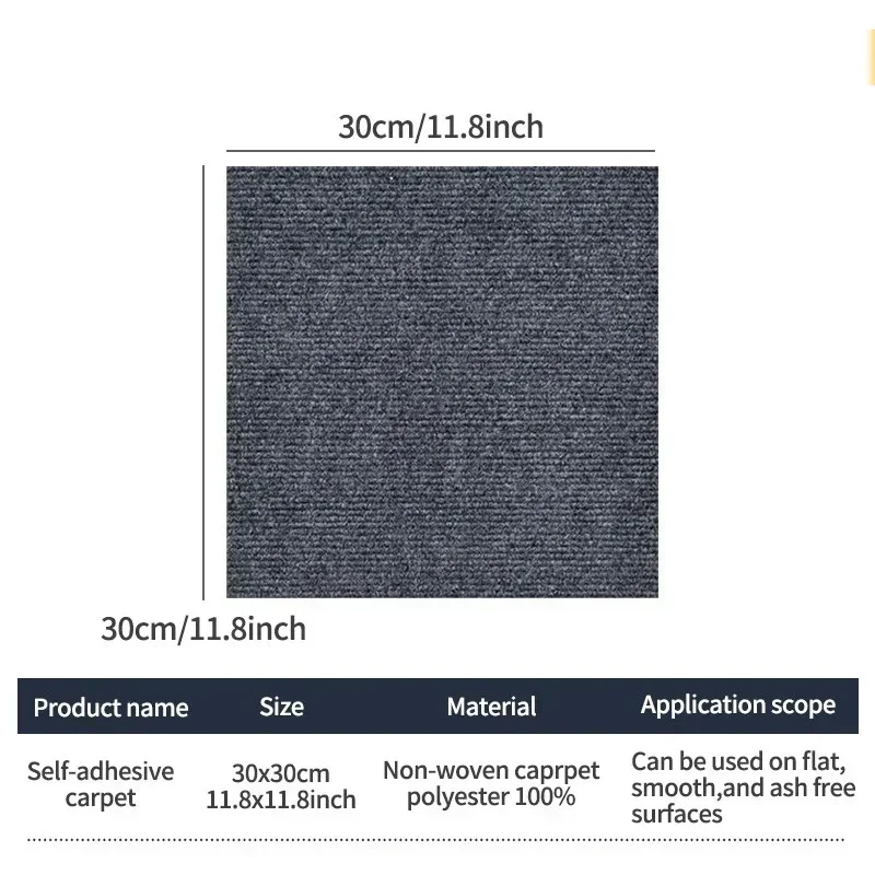 5/10PCS Self Adhesive Carpet Floor Tiles Sticker Square Rugs Peel and Stick Mat  Flooring Kitchen Dining Room Bedroom HomeDecor
