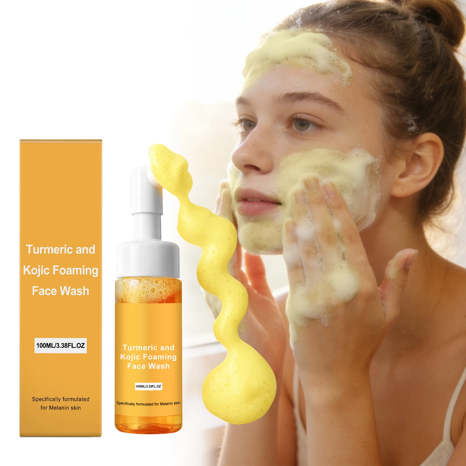 Turmeric Foam Cleanser, Dense Foam Moisturizing and Mild Daily Comfortable Refreshing Cleansing Oil Control