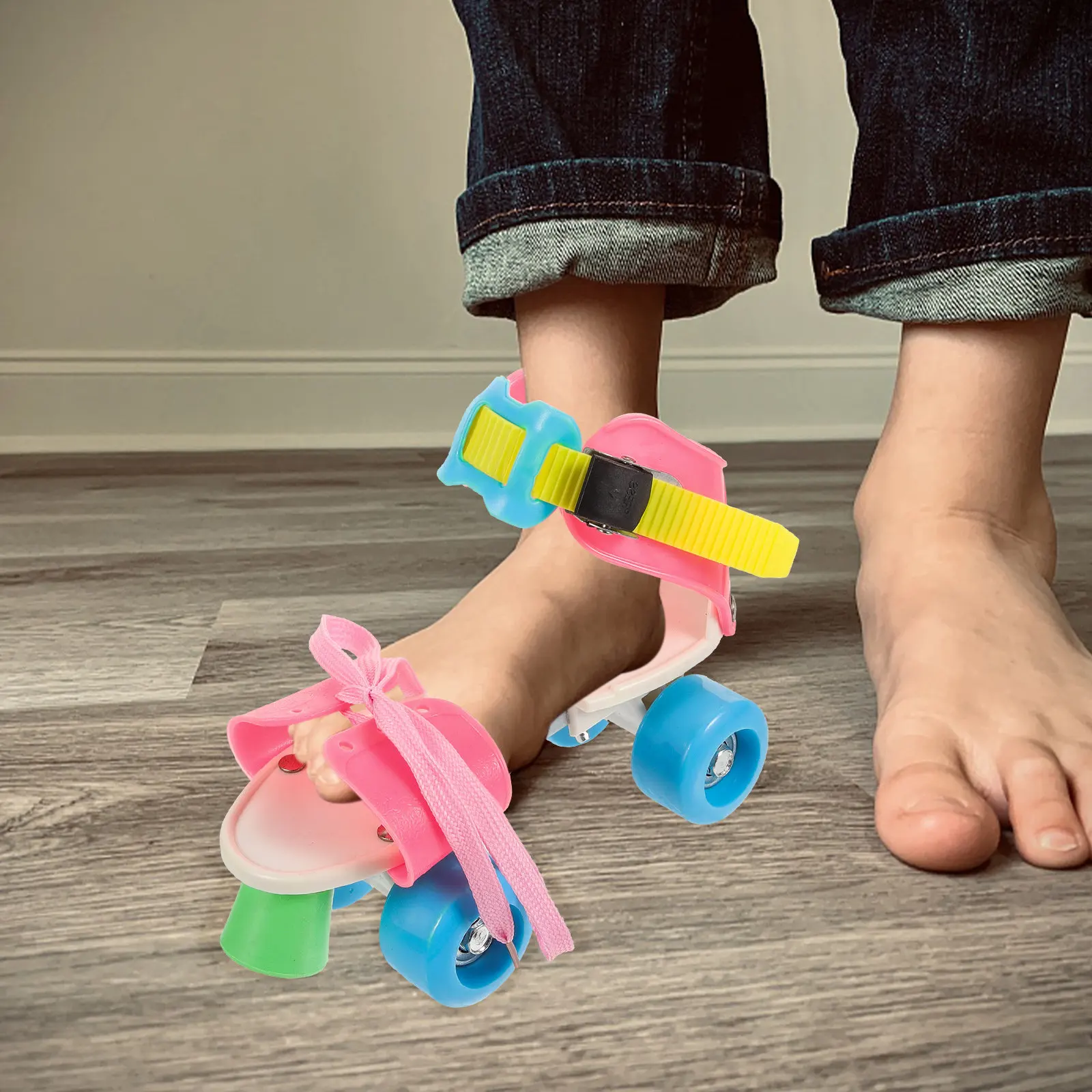 

Пара регулируемых роликовых коньков для начинающих, защитные, удобные, двухрядные, для тренировок на открытом воздухе