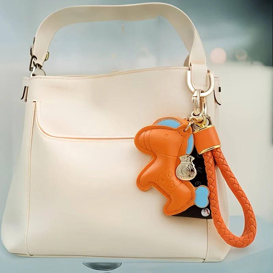 1 Piece Pu Leather Horse-Shaped Keychain - Vibrant Orange and Blue Color Scheme, Woven Rope and Metal Ring Buckle, Valentine's Day Gift, Bag Accessory, Stylish Key Organizer, Anime-Themed Design, Durable Key Chain view 4