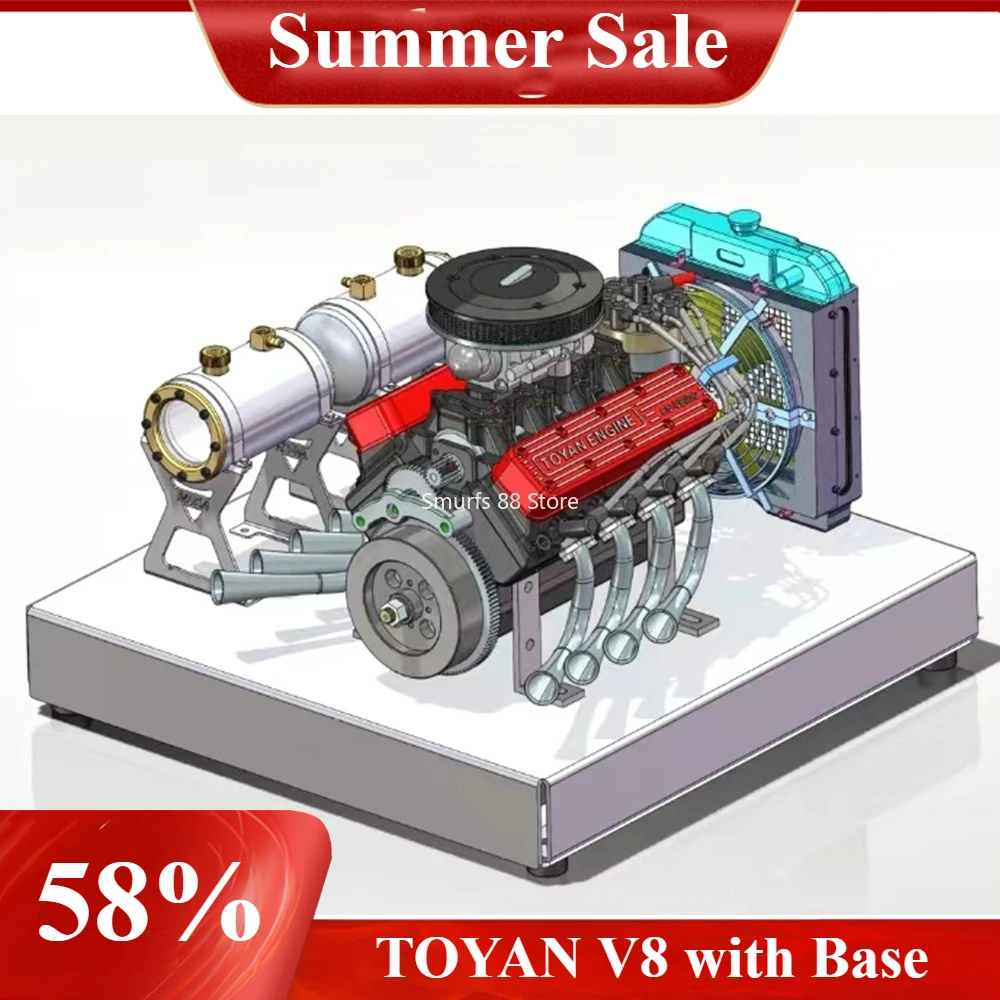 

Модель двигателя TOYAN FS-V800G V8, металлическая, 28 куб.см, четырехтактный бензиновый двигатель, модель с водяным охлаждением, готовый продукт с базовыми игрушками