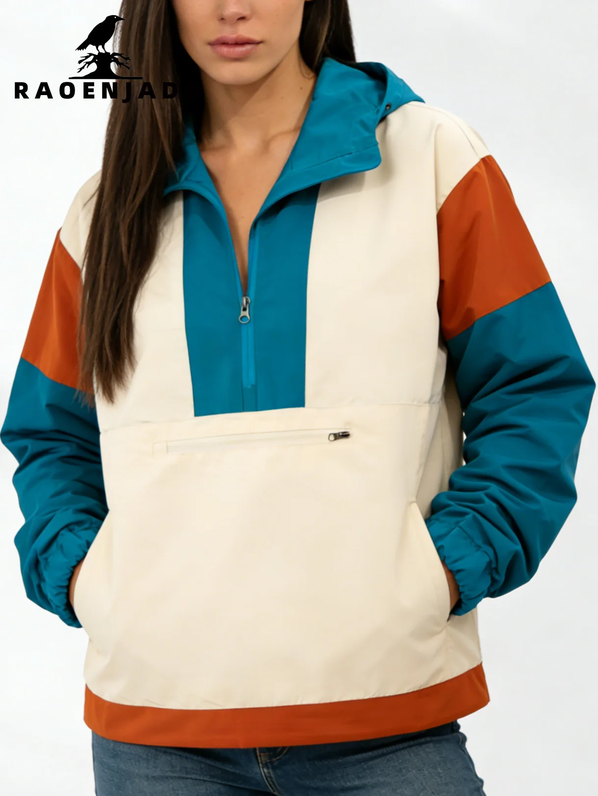 

Женская куртка больших размеров на молнии с капюшоном, теплая водонепроницаемая весенне-осенняя дышащая сетчатая подкладка, пальто, повседневная свободная верхняя одежда