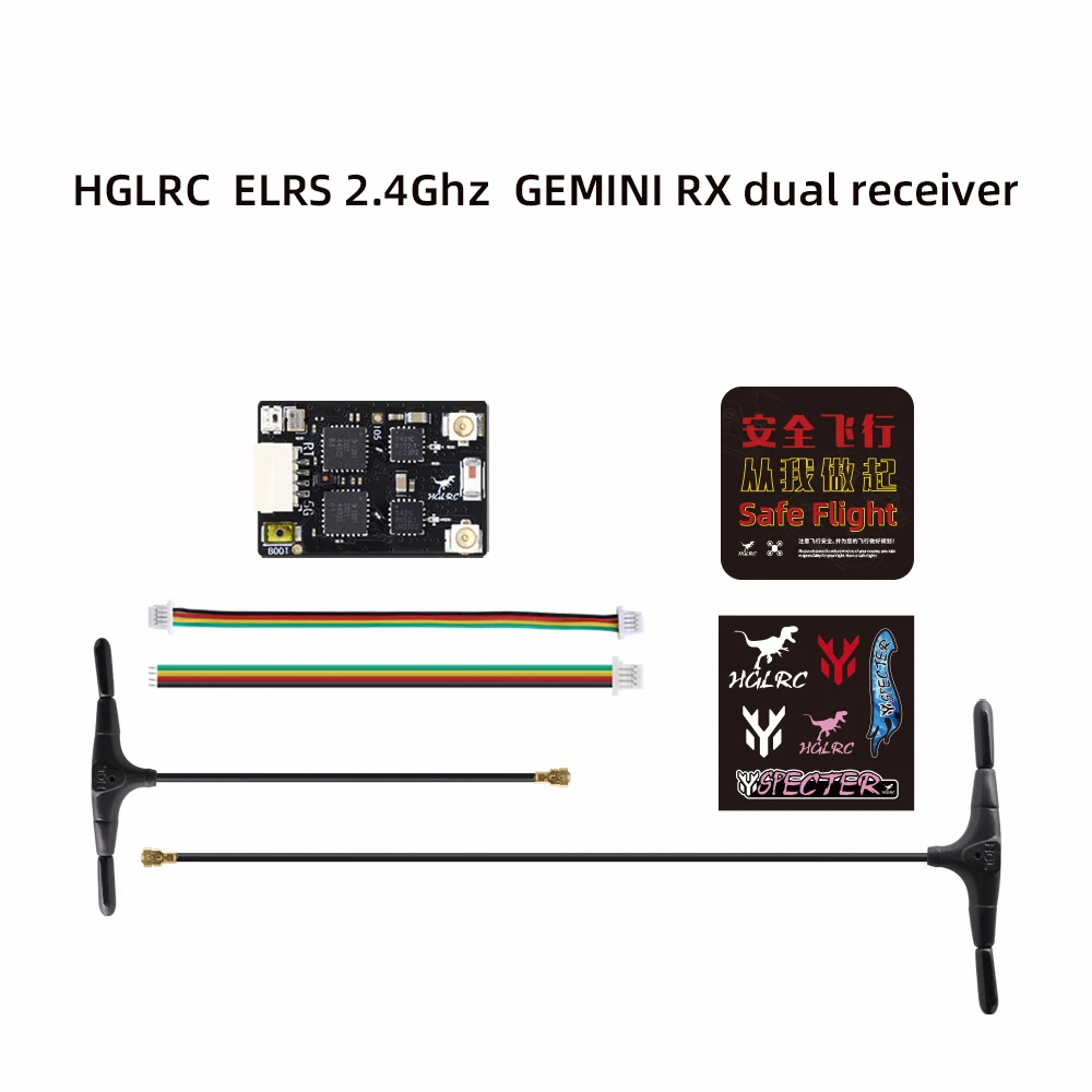 Hglrc Elrs Gemini Rx Dual Receiver 2.4g/915mhz For Rc Airplane Fpv Long Range Drone