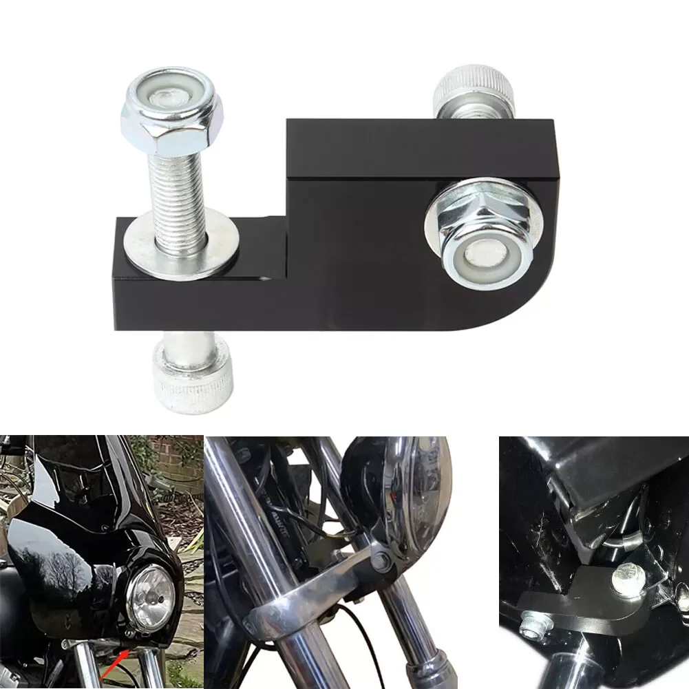 Motorcycle Headlight Relocation Bracket Kit, Headlamp Extension Block For Harley Dyna Super Glide FXDF FXDB, 39-49mm Front Fork
