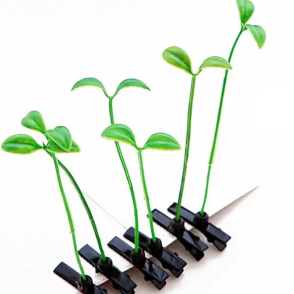 Creative Funny Little Bean Sprouts Grass Hair Clips for Girls Fashion Green Grass Bean Sprout Hairpins Plant Hair Accessories