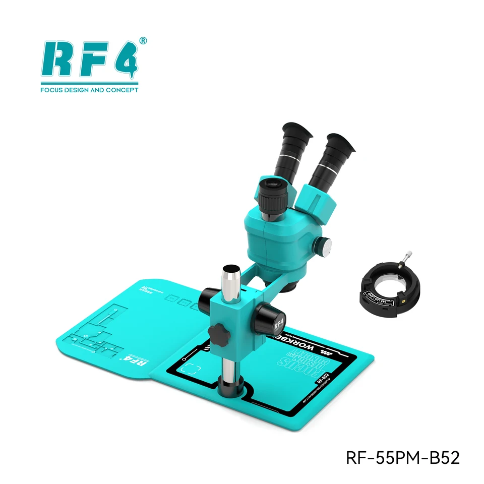 RF4 RF-55PM-B52 Stereo Microscope 6.5-55X Zoom, Trinocular Head w
