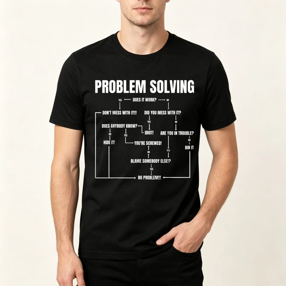 Problem Solving Chart Computer Programmer Men T-Shirt Casual Fashion Loose Women Clothing Summer Short Sleeve O-neck Y2k Tees
