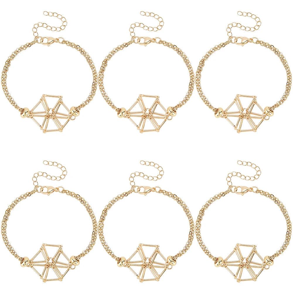 1 Box Real 18K Gold Plated Holder Bracelet Stone Cage Bracelet Bulk Stainless Steel Metal Empty Replacement Cages for Stones