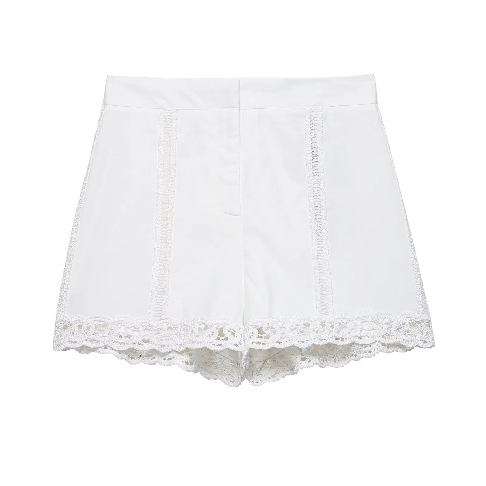 

ZEVITY 2025 женские модные кружевные вязаные крючком белые шорты женские повседневные шорты на молнии Chic Pantalone Cortos QUN9192