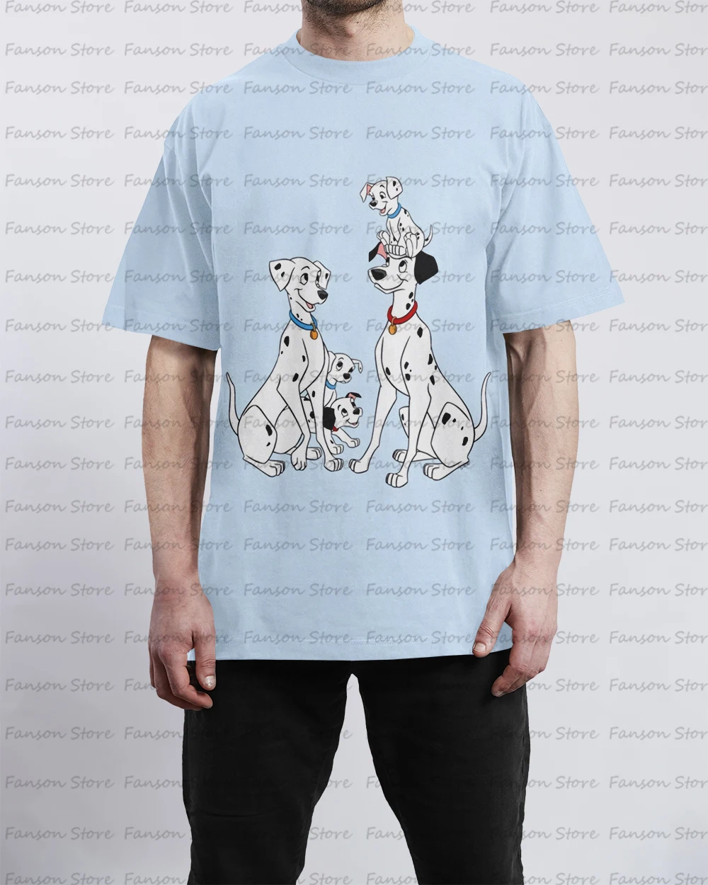 2024 New 101 Dalmatians summer Men's 3D printing Cartoon O-neck T-shirt couple Street fashion sports children Short sleeve Top