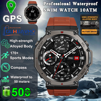 Military Smart Watch Men Dual-band GPS 10ATM Waterproof Bluetooth Call Compass AMOLED Sport Fitness Smartwatch For Xiaomi HUAWEI
