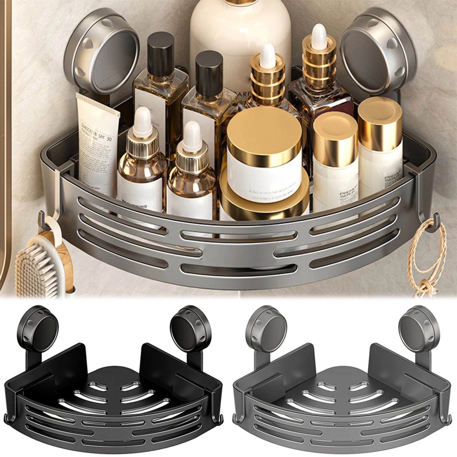 Bad Lagerung Rack Mit Saugnapf Wand Halterung Ecke Regal Dusche Halter Für WC Shampoo Organizer Bad Zubehör