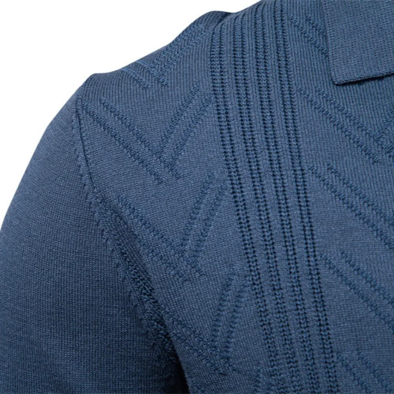 New Autumn and Winter Men's Jacquard Sweater Men's Pullover Sweater Solid Color V-neck Sweater Men's