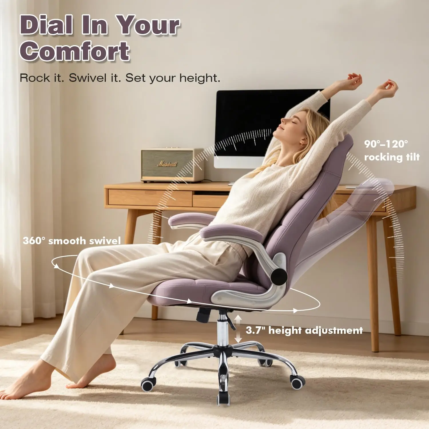High Back Velvet Office Chair Ergonomic Desk Chair Purple, Customized