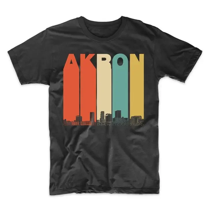 Men'S Akron T Shirt Retro 1970'S Style Ohio Skyline By Really Awesome