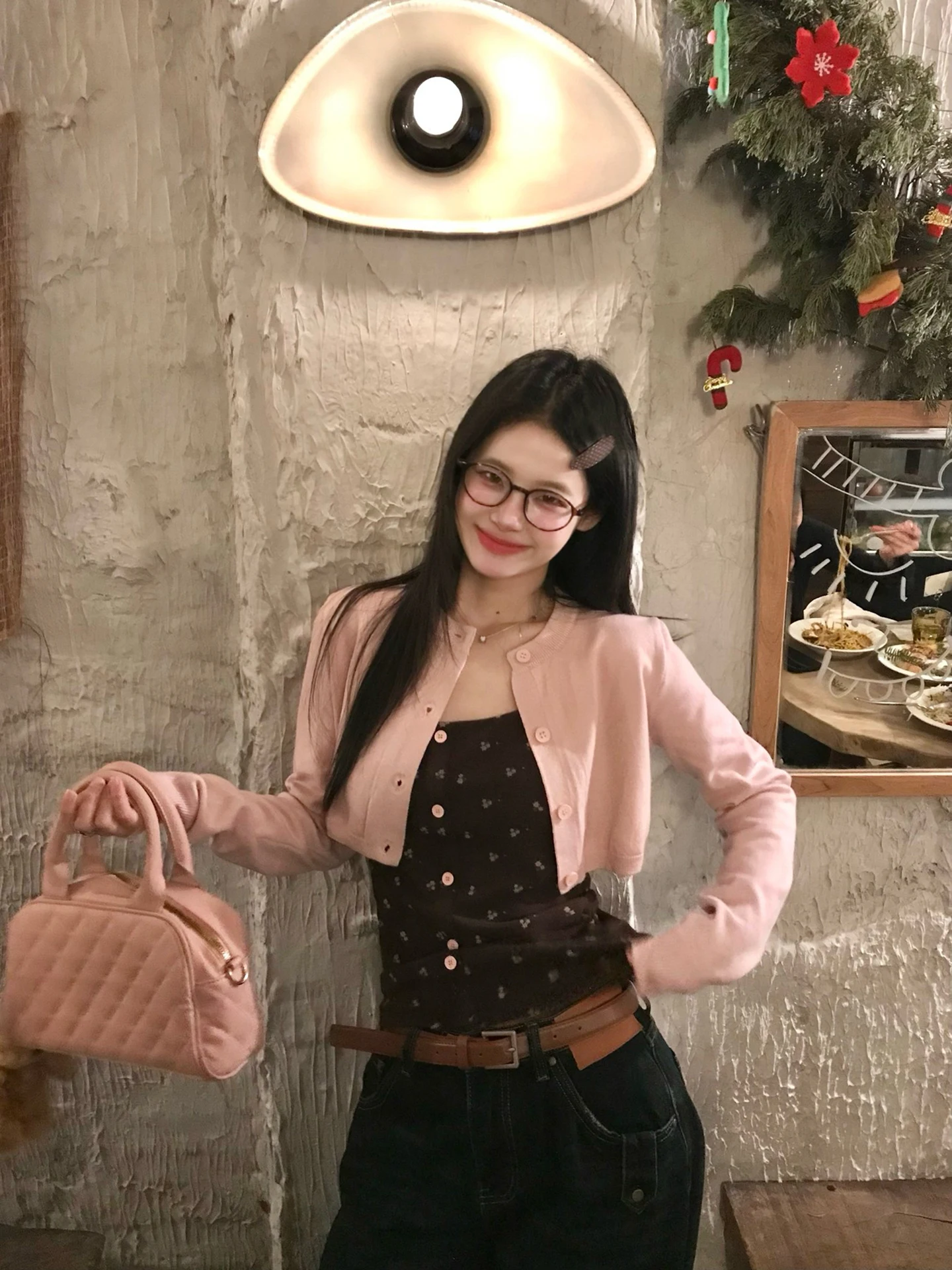 

Розовый вязаный кардиган-жакет для женщин: модный, простой, весенний, новинка, открытый, укороченный топ, для повседневной носки, с высоким воротником, длинный рукав