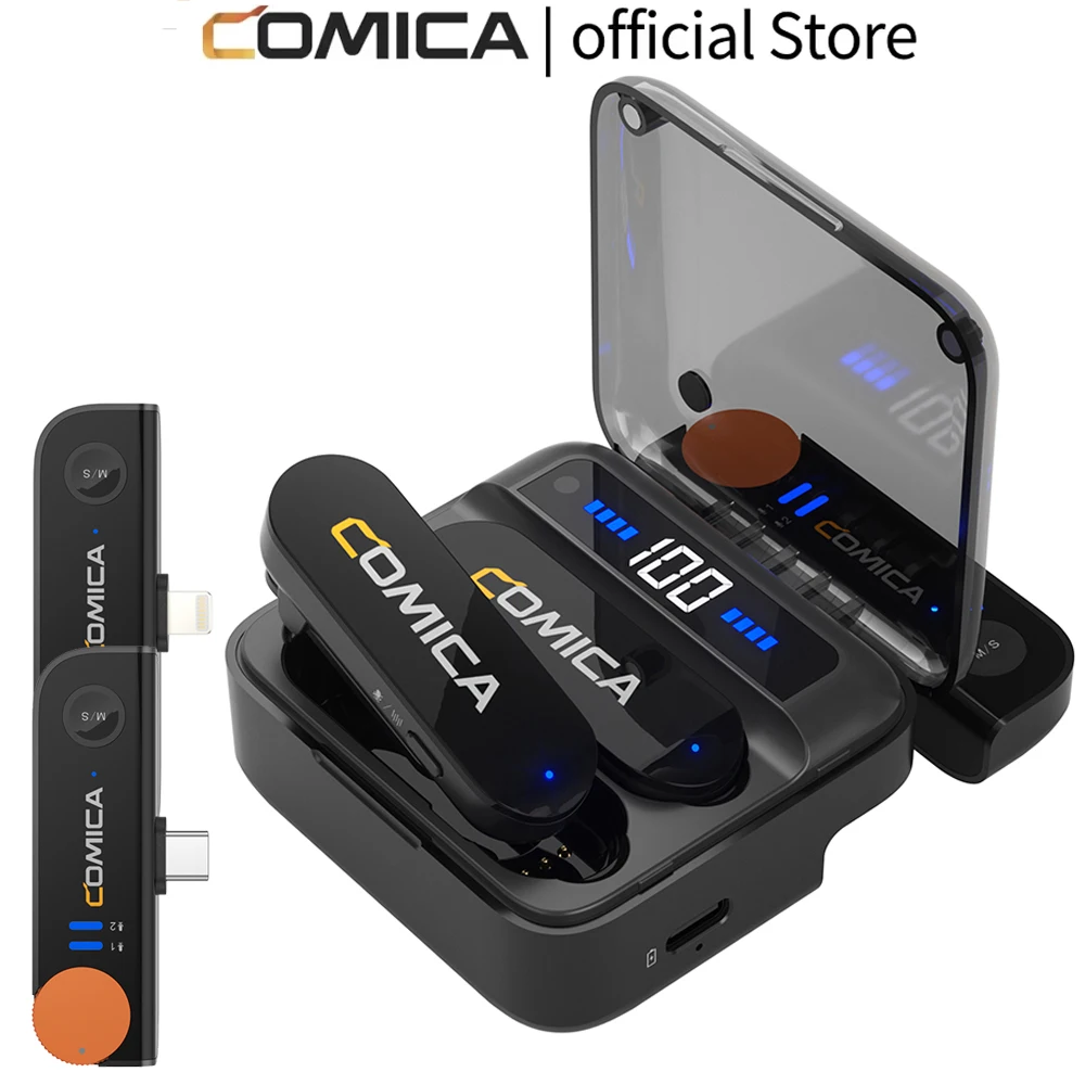 Comica Vimo S 2.4G Wireless Lavalier Microphone with Charging Case  MFi Licensed Accessories for iPhone Android Interview Mic