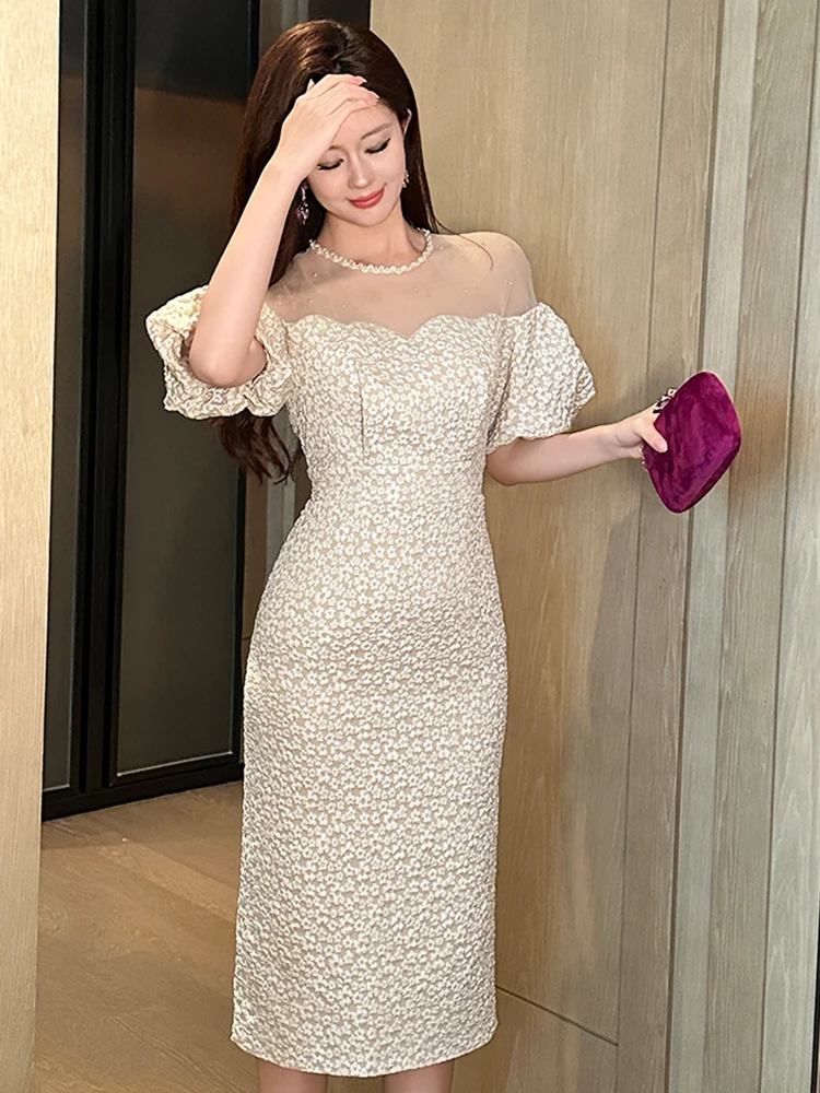 Elegante abito da sera formale francese da donna di lusso carino Midi compleanno abito femminile festa notturna fuori abiti banchetti abiti da donna