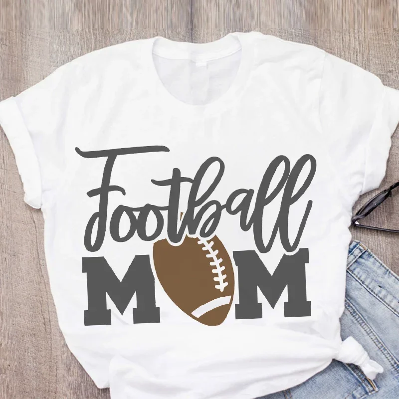 Camiseta feminina de futebol para mamã, futebol, beisebol, dia de jogo, roupas femininas, tops, camisetas, plus size, verão