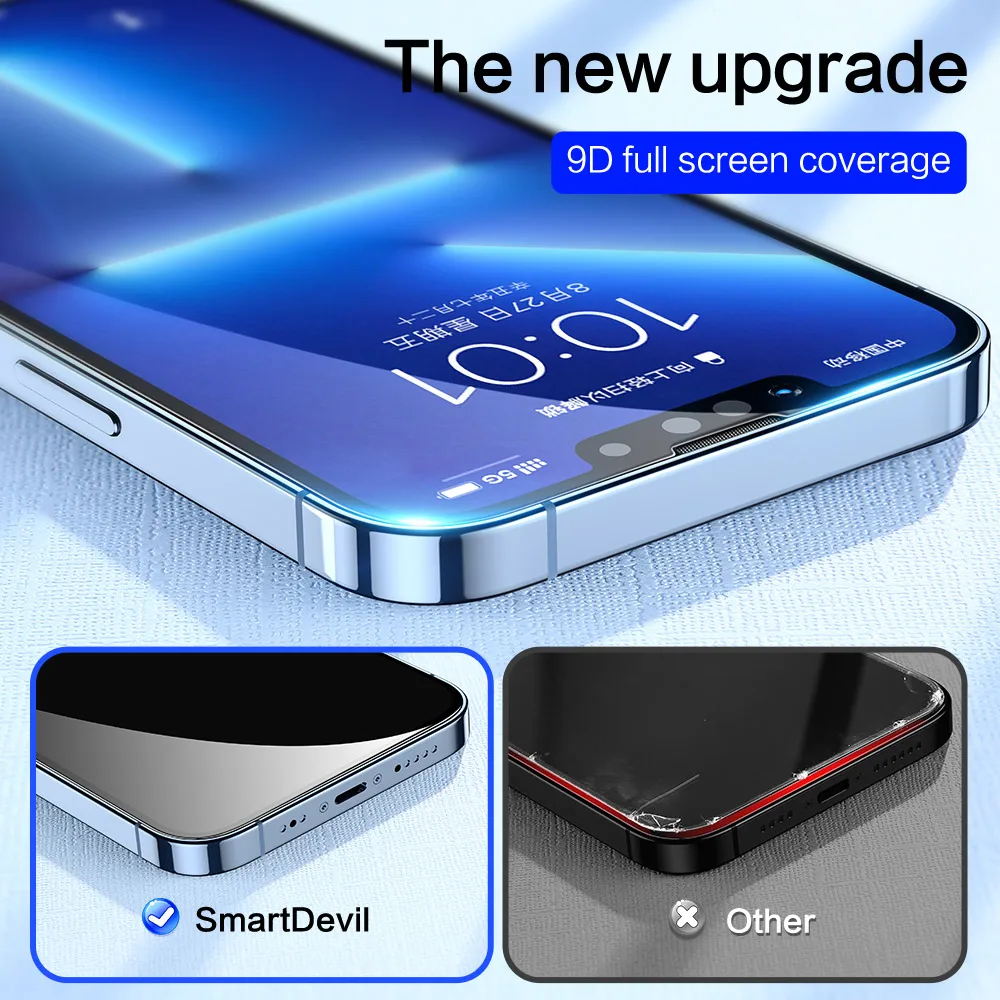 SmartDevil Tempered Glass Screen Protector For iPhone 13 Pro Max Full Cover Glass For iPhone 13 mini HD Anti Blue Light