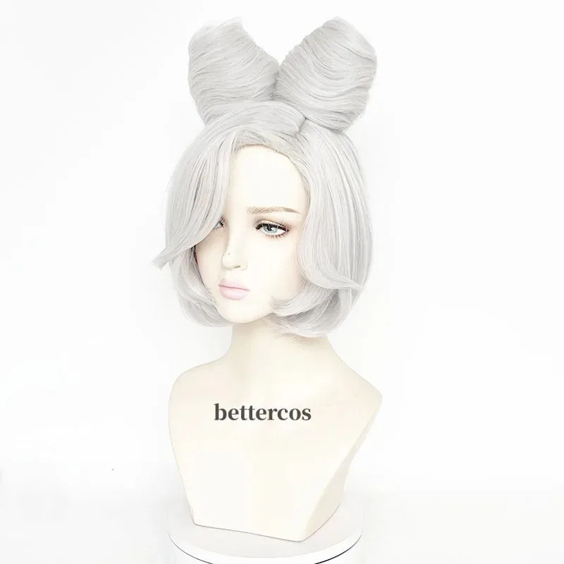Doce 2025Purah Cosplay Perucas Princesa Zelda Curto Prata Branco Pãezinhos de Alta Qualidade Resistente ao Calor Synthetci Cabelo Anime Peruca +
