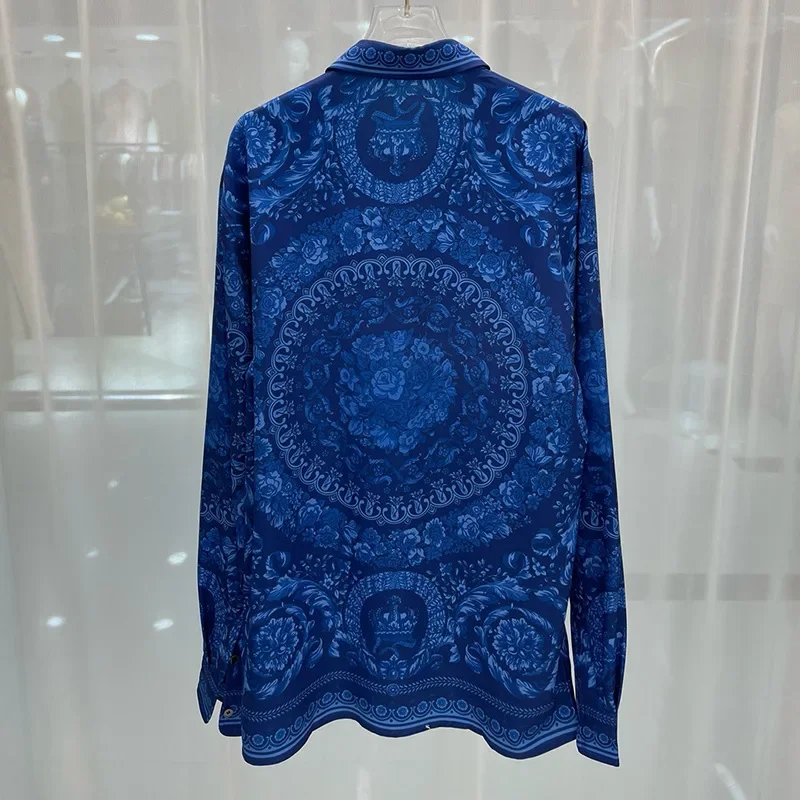

Luxury Royal Shirts Men Casual Full Sleeve Social Paisley Floral Printed Manga Longa Prom Party Shirts Roupas De Luxo Masculina