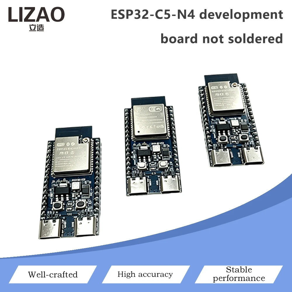 Płytka rozwojowa ESP32-C5-N4, niezmontowana, z listwą pinową, podwójnym portem Type-C, dwuzakresowym WiFi 2.4GHz i 5GHz oraz modułem Bluetooth ESP32C5 DevKit