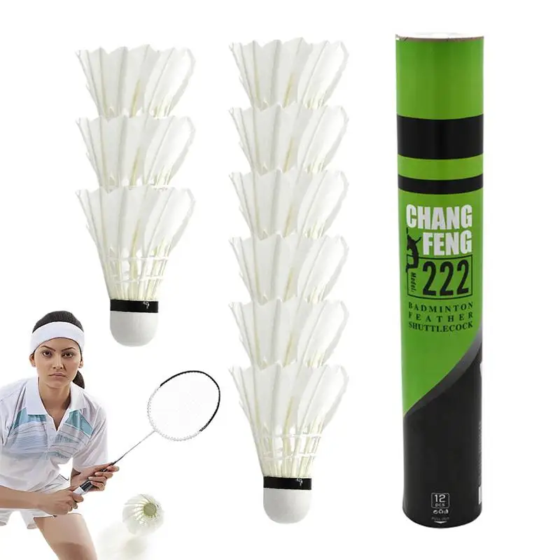 12PCS Badminton Shuttlecocks Training Set Shuttlecocks Feather Badminton Ball for Game Training Sport Practice for Adults Kids