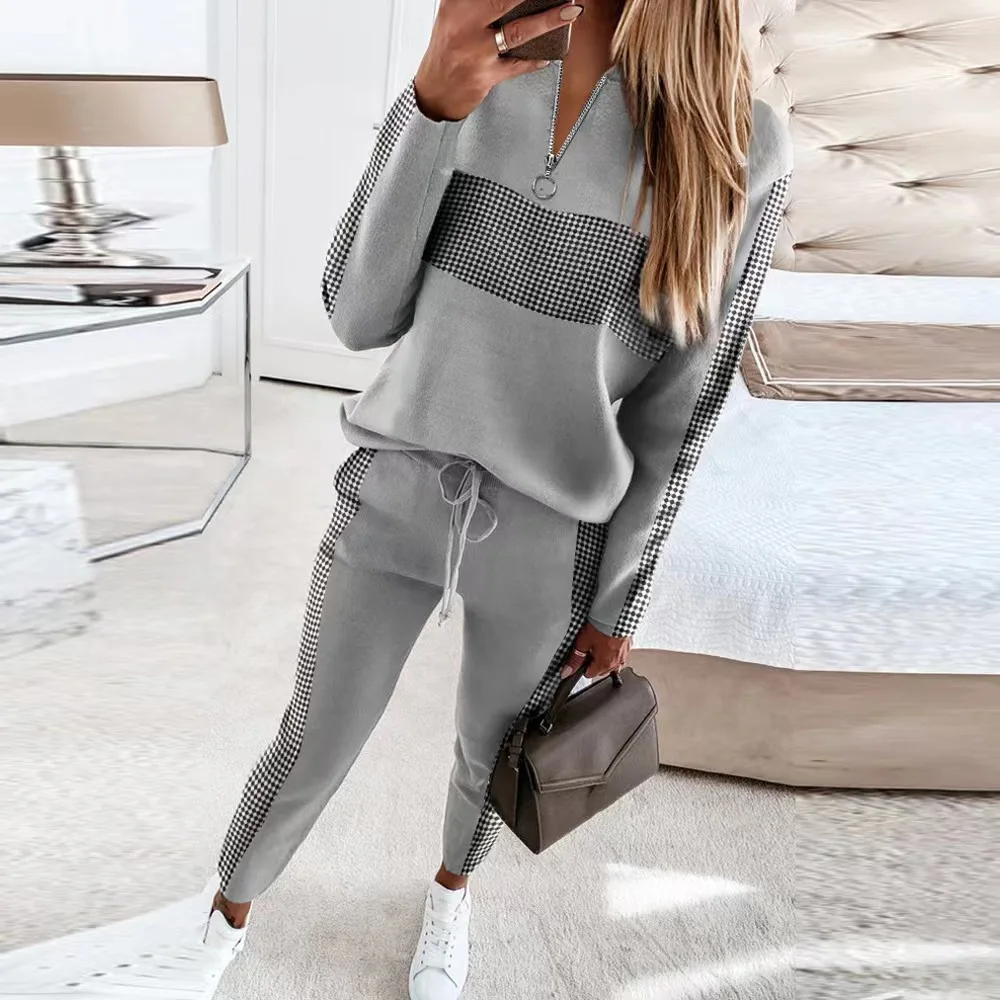 2 Piece Set For Women Fashion 2025 Spring Summer Sport Tracksuit Stylish Casual With Zipper Long Sleeves Drawstring Pants Waist